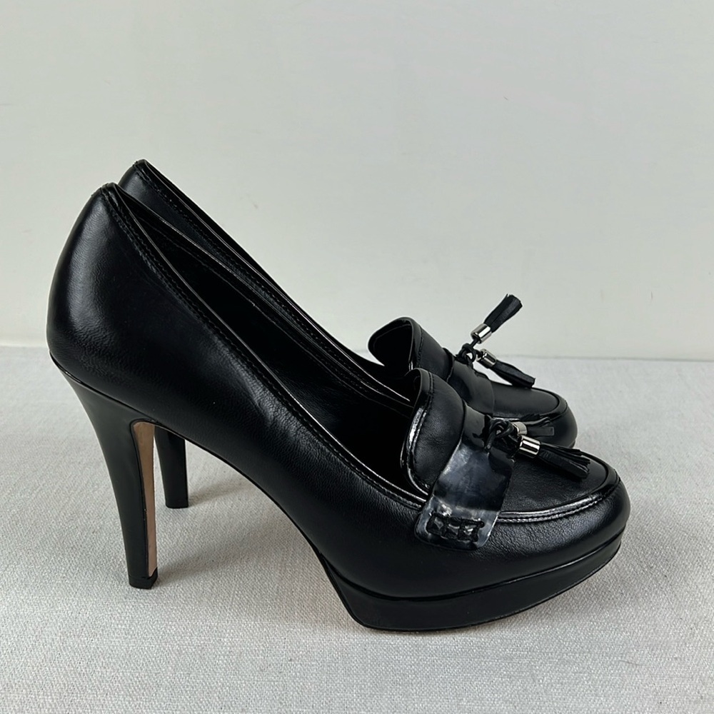 White House Black Market Black Leather Heels